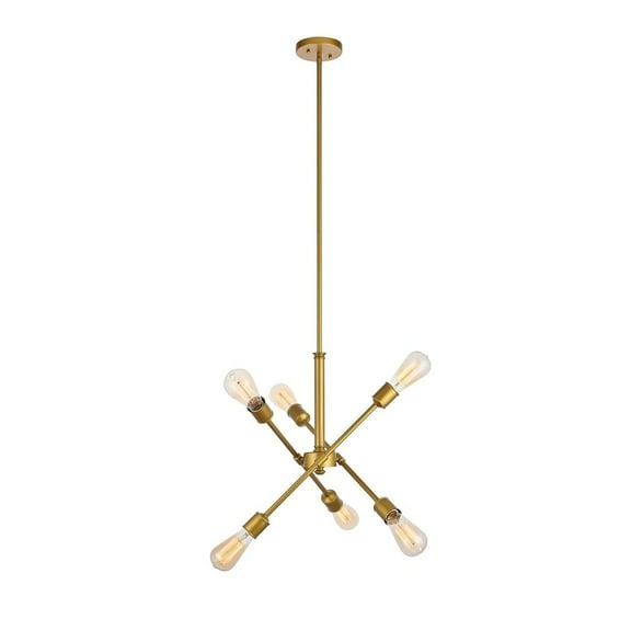 Indoor Home Decorative Midcentury Modern Axel 6 Lights Brass Pendant