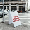 thumbnail image 5 of A-frame Sidewalk Now Hiring Floor Salesman 24" x 36" Double Sided A-Frame Sidewalk Sign, Includes 2 Plastic Inserts | Foldable Portable White Signicade Sandwich Board Signs, 5 of 5
