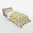 thumbnail image 3 of Fruit Duvet Cover Set, Simple Hand Drawn Minimalist Apples Repetitive Illustration, Bedding Set with Shams and Fitted Sheet, 3 Sizes, by Ambesonne, 3 of 3