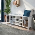 thumbnail image 3 of Prepac White Shoe Cabinet, Entryway Bench, Mud Room Organization and Storage Bench with 14 Shoe Cubbies 15"D x 60"W x 21.25"H, 3 of 13