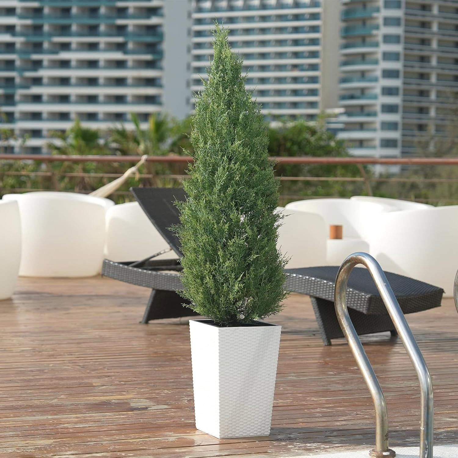 ROMSWI 2 Pack 3FT Artificial Cedar Topiary Trees with Full Realistic Leaves, Faux Plants for Home Front Door Porch Patio Garden