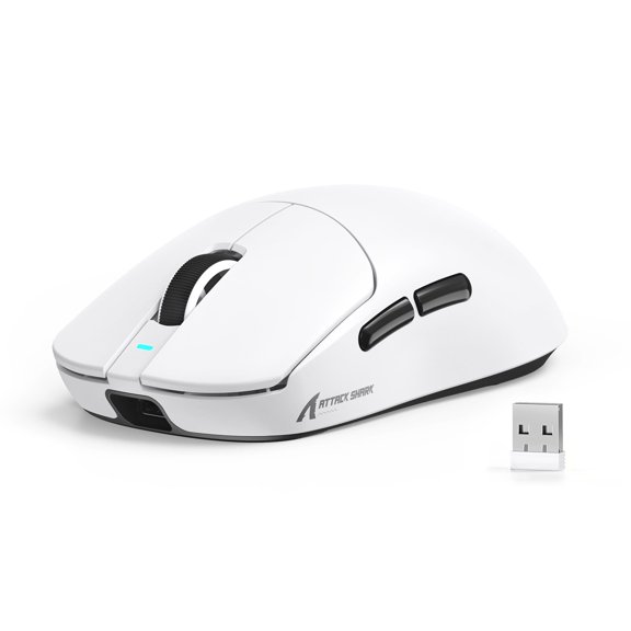 ATTACK SHARK X8SE Mouse for Large Hand, 55g SUPERLIGHT, PixArt PAW3311 Gaming Sensor, BT/2.4G Wireless/Wired, Adjustable DPI up to 25000, 500mAh Battery (White)