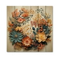 thumbnail image 3 of Designart "Floral Wreath in Beige and Orange III" Floral Print on Natural Pine Wood, 3 of 5