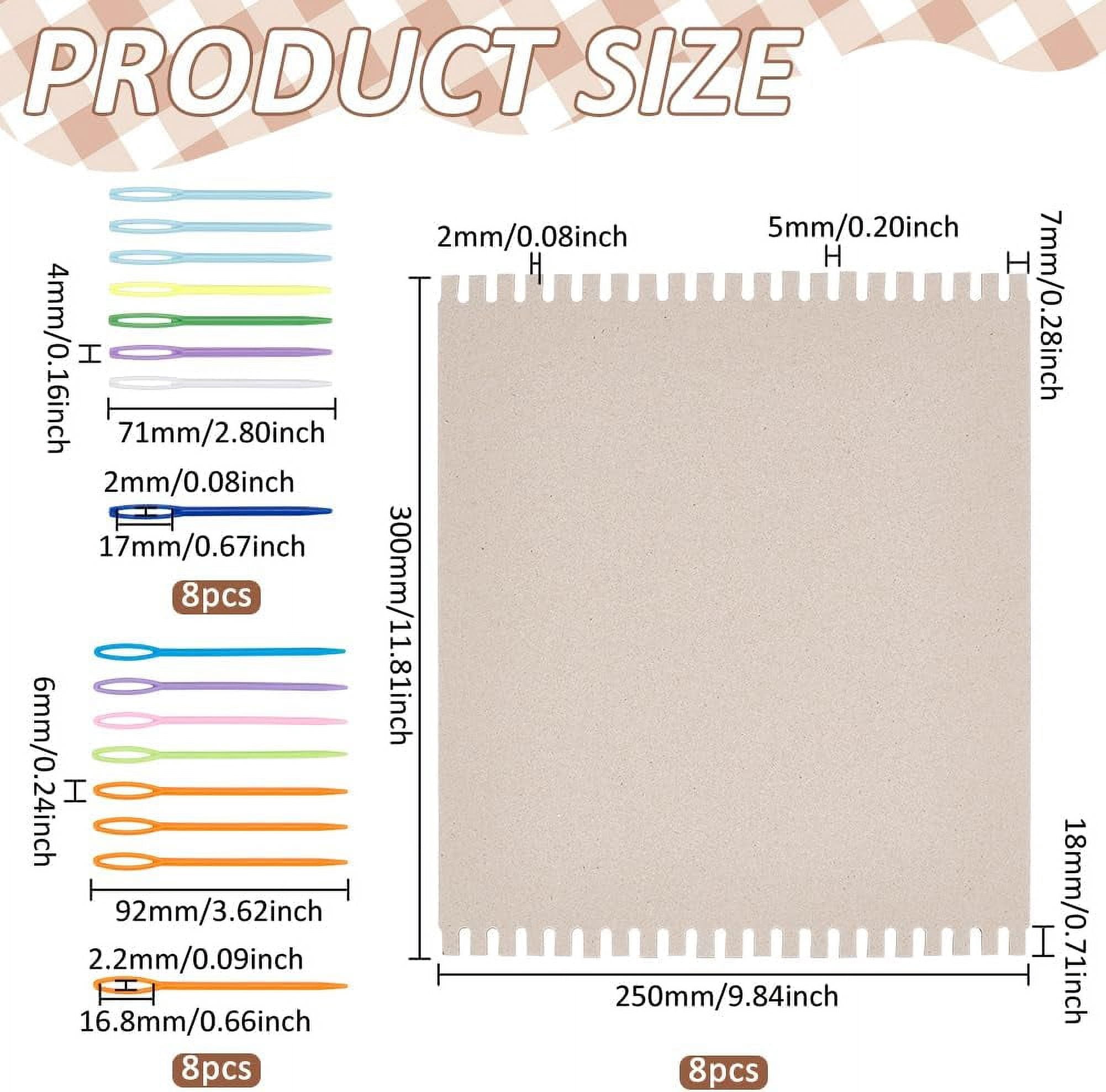 Knitting Tool Kits Including 8Pcs Cardboard Weaving Looms 16Pcs Large Eye Plastic Sewing Needles Mixed Color Loom: 30x25x0.2cm Needle: 92x6x3mm & 71x4x3mm for DIY