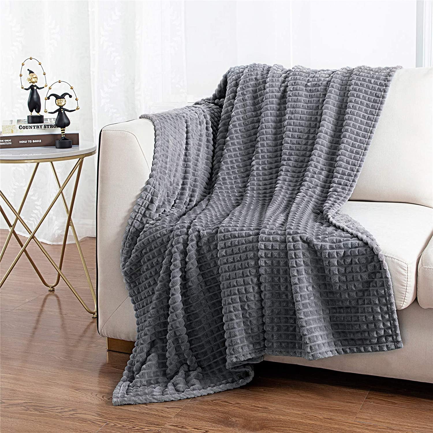 CREVENT Grey Flannel Fleece Throw Blanket for Couch/Sofa/Chair/Bed 50X60 Light Grey Fluffy and Warm Suitable for All Seasons CREVENT Grey Flannel Fleece Throw Blanket for Couch/Sofa/Chair/Bed 50X60 Light Grey Fluffy and Warm Suitable for All Seasons