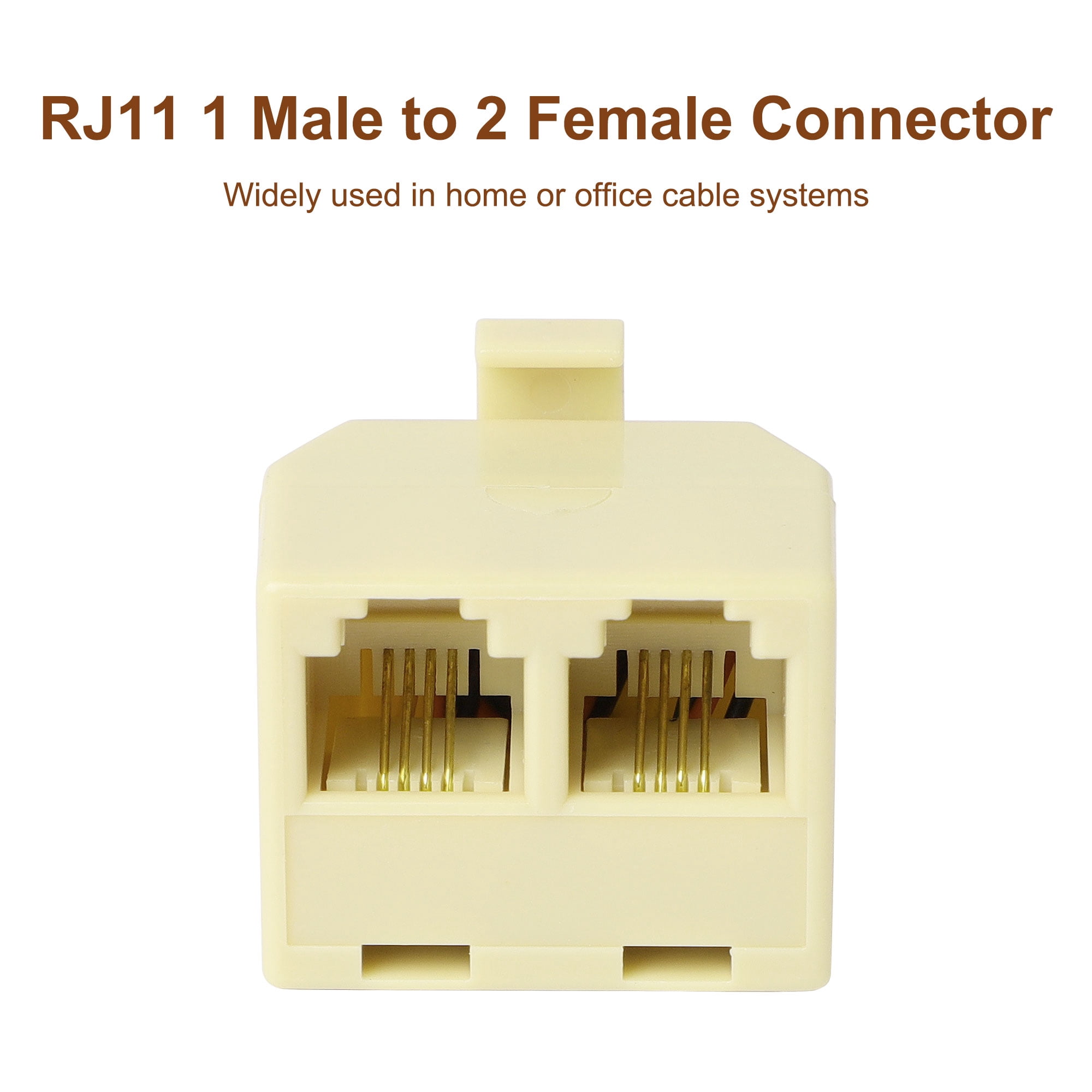 Unique Bargains RJ11 Telephone Connectors 4P 1 Male to 2 Female Plug Splitter