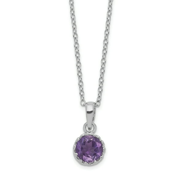 Primal Silver Sterling Silver Rhodium-plated 18-inch Polished Round Amethyst Necklace