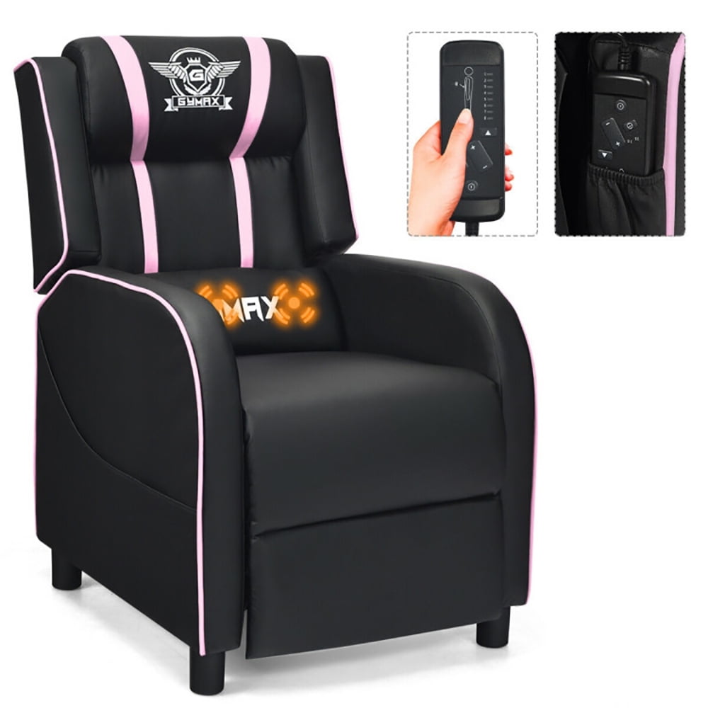 Finihen Massage Recliner Chair, Massage Racing Gaming Single Recliner Chair, for Gaming Room, Home Theater, Pink Finihen Massage Recliner Chair, Massage Racing Gaming Single Recliner Chair, for Gaming Room, Home Theater, Pink