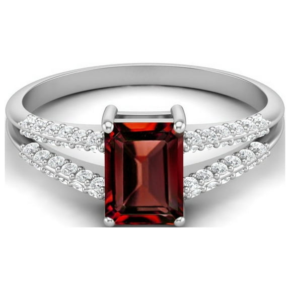 Mooneye 7X5mm Emerald Cut Garnet 925 Sterling Silver Solitaire Women Valentines Day Gifts Ring