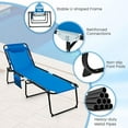 thumbnail image 6 of Lounge Chairs for Outside, Extra High Folding Beach Tanning Lounger with Adjustable Backrest, Footrest & Removable Pillow, Sunbathing Lounge for Patio, Poolside (1, Navy with Pocket), 6 of 18
