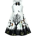 thumbnail image 1 of Girls Dress White Halloween Witch Bat Pumpkin Costume Halter Dress 12 Years, 1 of 8