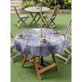 thumbnail image 5 of Outdoor Tablecloth with Umbrella Hole Zipper Boho Pines Round Tablecloth 54" Waterproof Outside Table Cloth Fogged Mist Forest Purple-blue Mountain Vintage Patio Table Cover Tablecloths for Picnic, 5 of 8