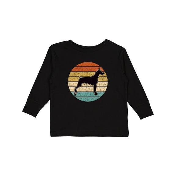 Inktastic Doberman Dog Retro Sunset Boys or Girls Long Sleeve Toddler T-Shirt