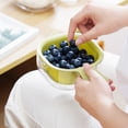 thumbnail image 6 of Mini Colander, Double-Layer Vegetable Washing Basket with Handle, Detachable Plastic Fruit Cleaning Bowl with Strainer, Hanging Fruit Strainer for Pasta Salad Berry, BeigeMini Colander, 6 of 8