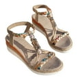 thumbnail image 4 of Mostsola Wedge Espadrilles for Women Platform Sandals Open Toe Boho Beaded Slingback Heels, 4 of 8