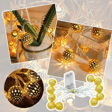 

Aopfjg Cleanrance!Christmas Decorations Outdoor LED Ironwork Ball Lamp Battery Box Golden Ball Garden Holiday Home Decorative Lights Christmas Decor Led Lights