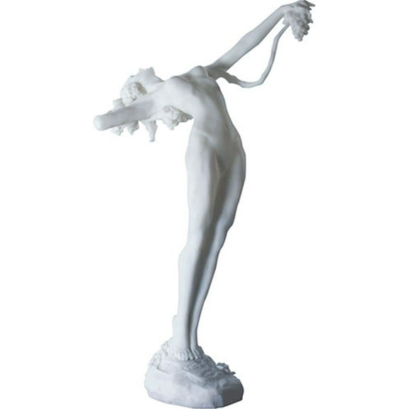 Ebros 30.5" Height White Figurine Bending Backwards Holding a Vine of Grapes