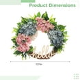 thumbnail image 5 of Spring Wreath for Front Door, Blue and Pink Silk Floral Wreath Vintage Half Round Design with Grapevine Base for Indoor Outdoor Decor, 5 of 5