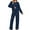 E Navy Blue, variant on UVN Pajama Sets for Women Long Sleeve Lounge Set Ribbed Knit Sleepwear 2 Piece Pjs Soft Loungewear with Pockets