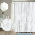 thumbnail image 2 of Farmhouse Ruffle Shower Curtain with Handmade 3D Flowers, Vintage Ruched Fabric Shower Curtains for Bathroom, Decorative Luxury Bathroom Curtain with 12 Holes, White, 72" x 72", 2 of 25