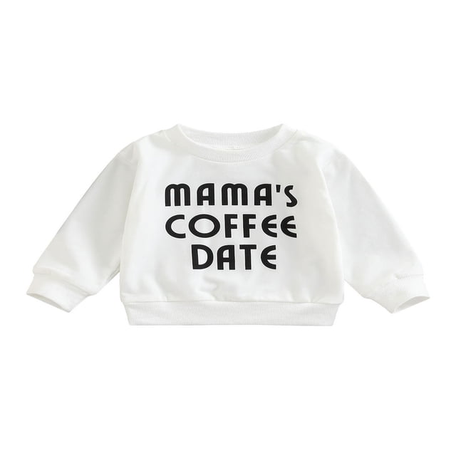 EIMELI Nouveau-Né Garçon Fille Col Rond Sweat-Shirt Imprimé Lettre Pull à Manches Longues Vêtements d'Automne