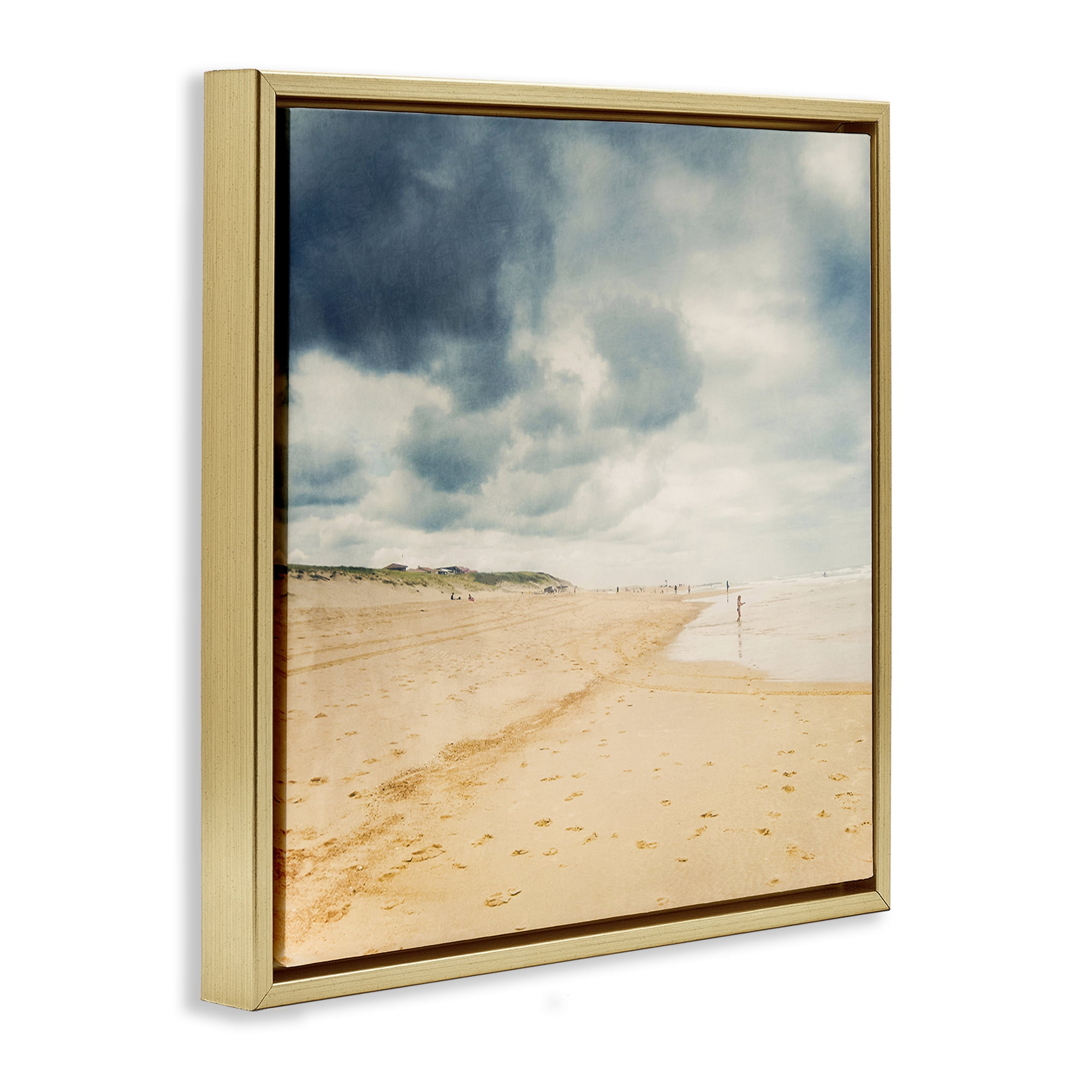 Stupell Industries Beach On A Cloudy Day Gold Framed Floater Canvas Wall Art, design by Dirk Wüstenhagen