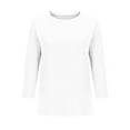 thumbnail image 4 of Inleife Womens Shirts Women's Fashionable Solid Round Neck 3/4 Sleeves Casual T-Shirt Tops Blouses, 4 of 6