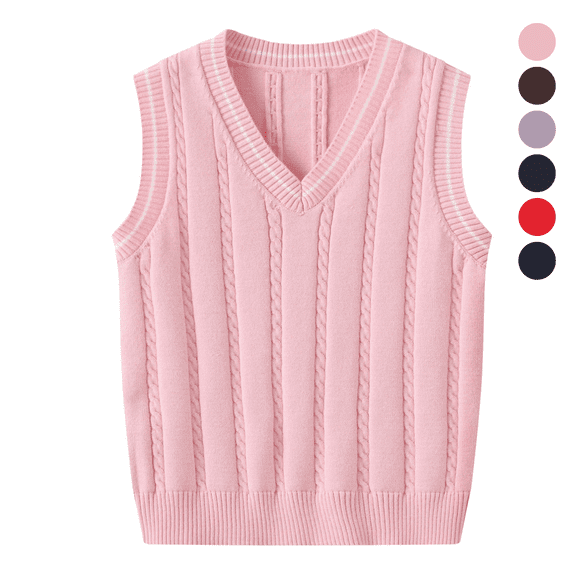Liyamei Boys Girls V-Neck Knit Sweater Vest Sleeveless Pullover for 2-10Y