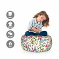 thumbnail image 2 of Flower Storage Toy Bag Chair, Shabby Form Floral Buds Leaves Ivy Like Gardening Theme Design Art Print, Stuffed Animal Organizer Washable Bag, Large Size, Pink and Blue, by Ambesonne, 2 of 3