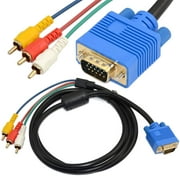 5FT / 1.5M VGA to 3 RCA Cable VGA Male Cable 15 pin Digital to Analog PC TV Video Cable AV Adapter HDTV Laptop PC DVD