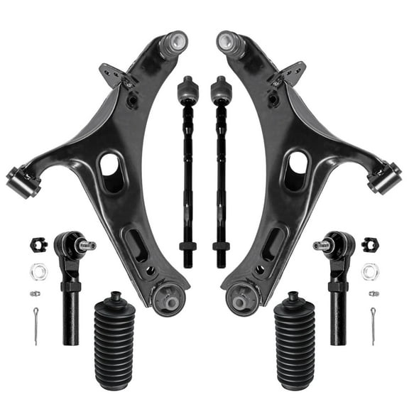 Detroit Axle - 8pc Front End Control Arms Kit for 2010-2014 Subaru Outback Legacy 2 Lower Control Arms with Ball Joints Assembly 4 Inner Outer Tie Rods 2 Boots 2011 2012 2013 Replacement