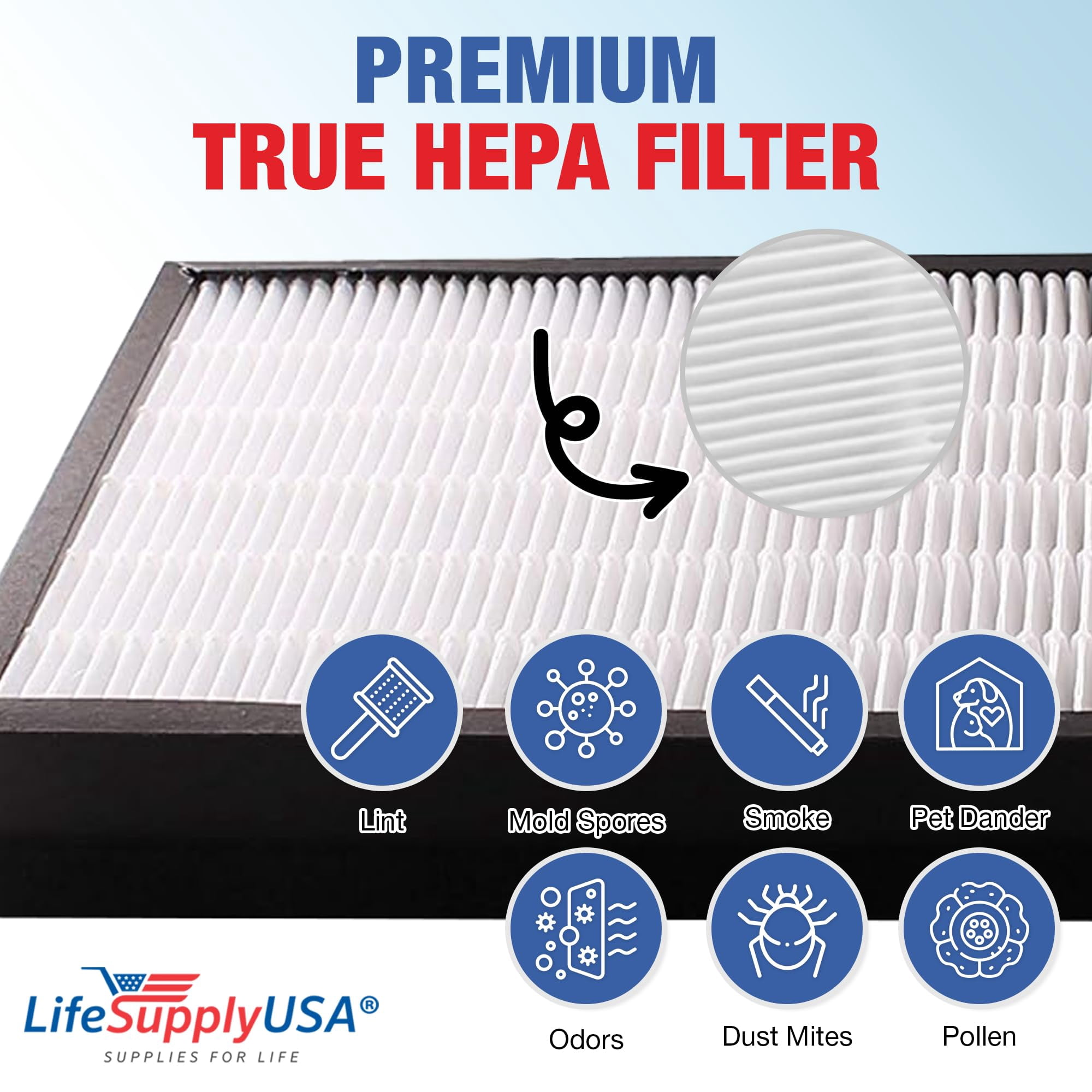 LifeSupplyUSA True HEPA Filter Replacement Compatible with Rowenta XD6070, XD6075 fits PU4010 - PU4015, PU4020 - PU4025 Intense Pure Air Purifier