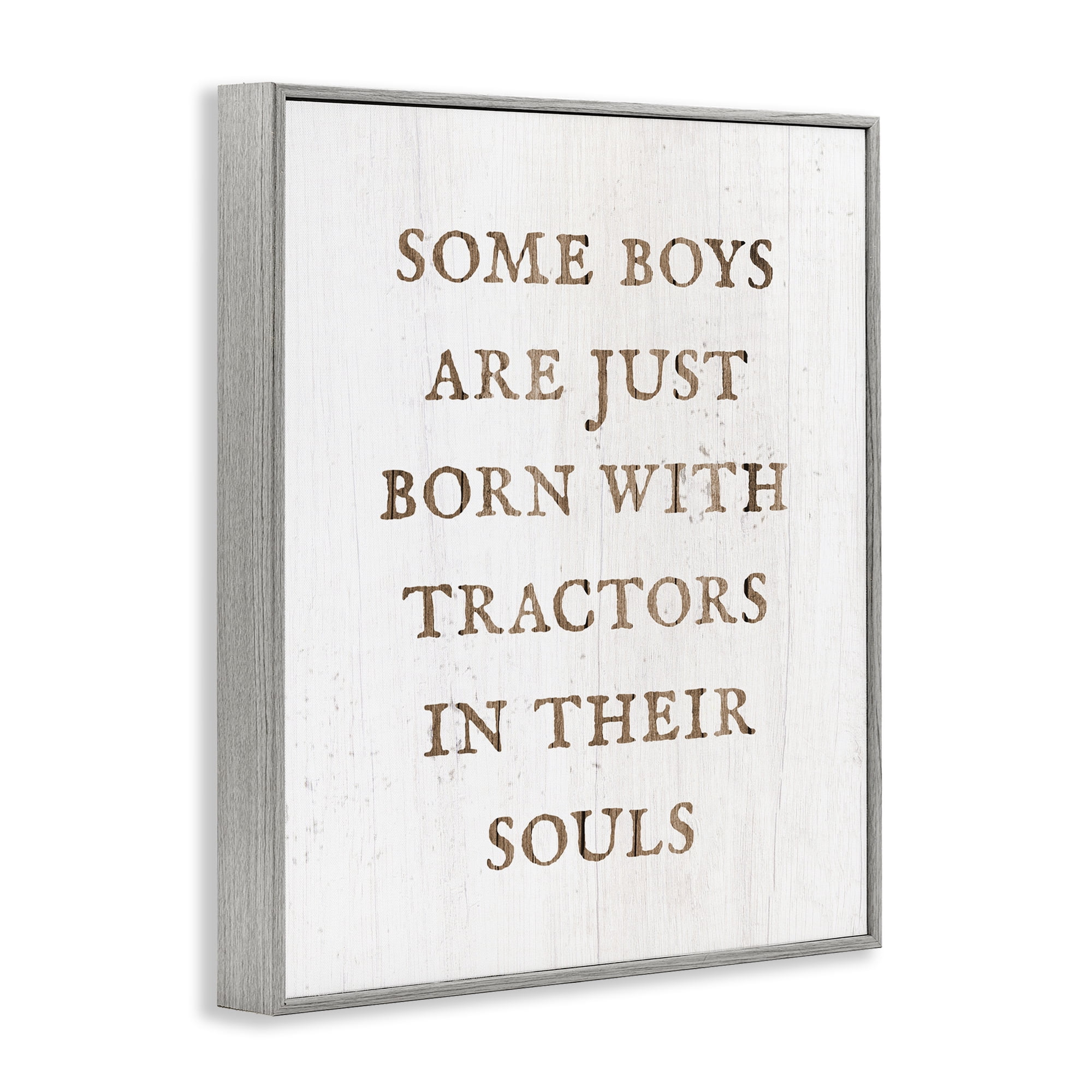 Stupell Industries Tractors In Their Souls Typography Painting Gray Framed Art Print Wall Art, 16 x 20