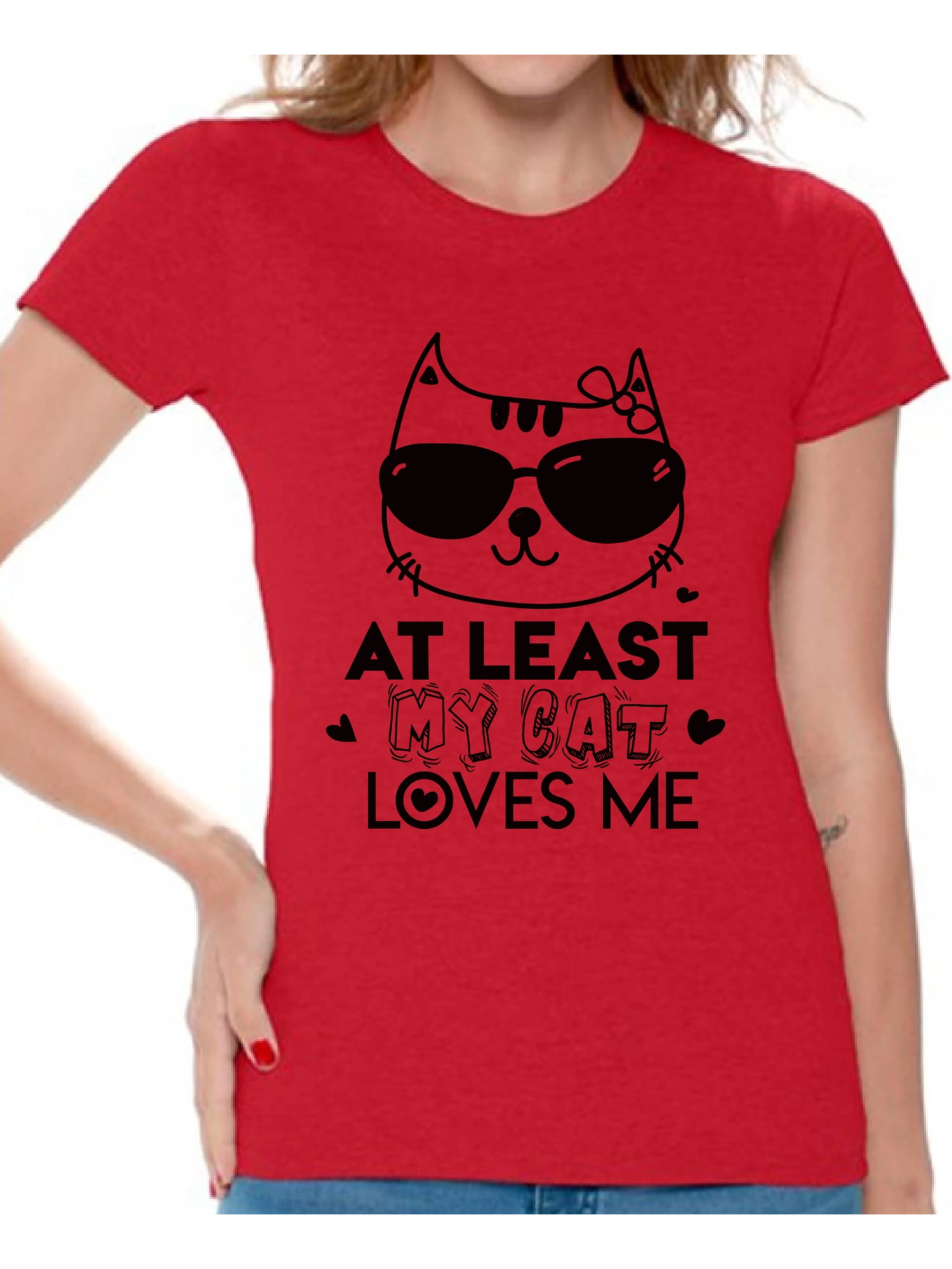 LOVE CATS LADIES T-SHIRT CUTE DESIGN FOR CAT ANIMAL LOVER GIFT IDEA FOR HER TOP