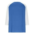 thumbnail image 4 of Womens Top 3/4 Length Sleeve Shirts Fashion Color Block Raglan T-Shirt Casual V-Neck Button Blouses Fall Winter Long Sleeve Slim Shirts Pullover Tops, 4 of 9