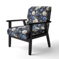 thumbnail image 3 of Designart "Roses Of Cobalt Blue Renaissance III" Blue Rose Pattern Upholstered Accent Chair - Cottage Arm Chair For Bedroom, 3 of 7