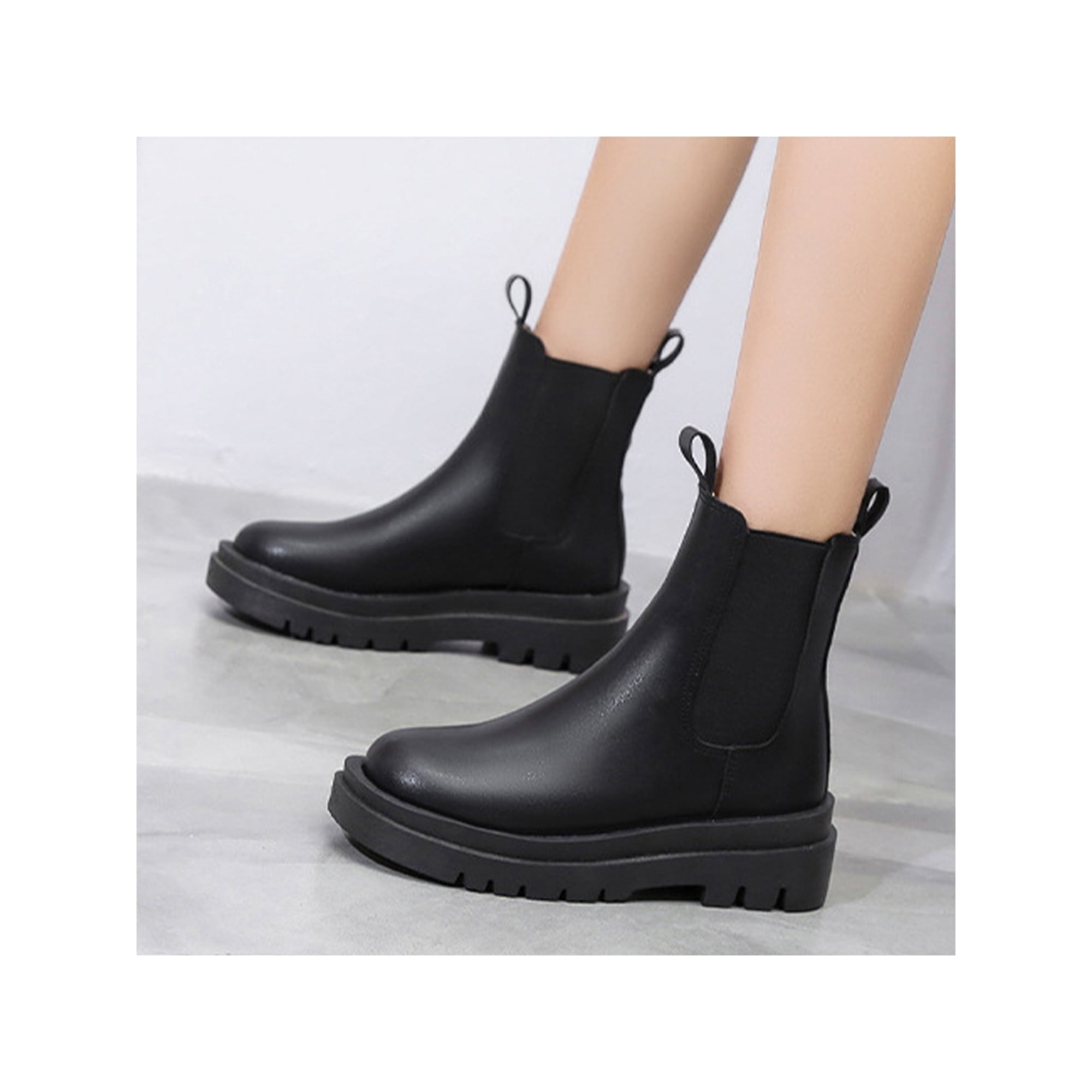 UKAP Womens Breathable Elastic Chelsea Boot Women Formal Casual Chunky Heel Ankle Boots Comfort Work Shoes Black 9 Walmart