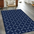 thumbnail image 4 of 2.7x5 Area Rugs, Navy Blue Non-Skid Rubber Backing Large Rectangle Rugs - Living Room Bedroom Home Office, Geometric Leaf Diamond Plaid Abstract Check Indoor Floor Mat Carpets Washable Rug, 4 of 9