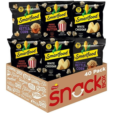 Smartfood White Cheddar  Kettle Corn & Movie Theater Butter Popcorn Variety Pack  0.5 oz bags  40 count
