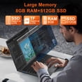 thumbnail image 6 of RNRUO 15.6" Windows 11 Laptop, Dual 8GB RAM, 512GB SSD, AMD 3020e with 2 Cores up to 2.6GHz, Office 2024, 1920x1080 Display WiFi5 BT5.0 for Student, Home Office, Business, 6 of 10