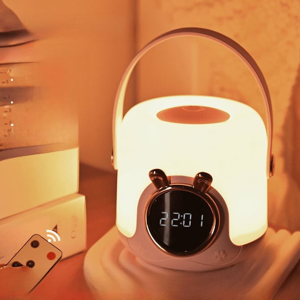 Lindo reloj portátil para mascotas, luz inteligente para el hogar, control remoto, carga USB, pantalla digital, despertador, protección para los ojos, luz nocturna de ambiente
