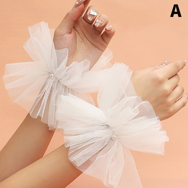 Decoraciones de uñas para arte de uñas Encaje falso Puño plisado Manicura Accesorios de fotografía Mangas postizas Accesorios para uñas Suministros Charms