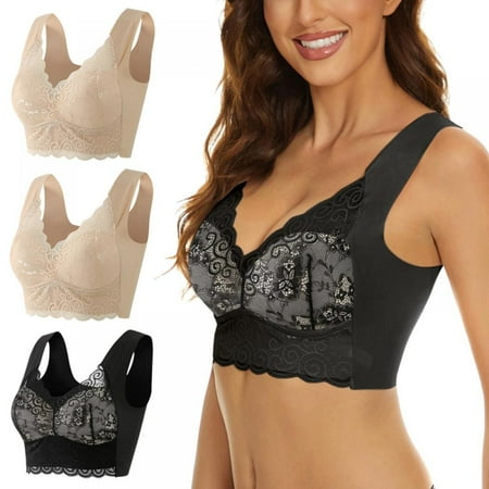 

Bra Stretch Full-Figure Seamless Lace Cut-Out Bra Ultimate Lift Sports Bra，Sleep Bras for Women