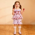 thumbnail image 4 of CAUYDY Toddler Girl Clothes, 2Pcs Baby Girl Summer Outfits Ruffle Sleeveless Shirts Floral Tops + Shorts Clothing Set 1-5T (Sizes 2-3 Years,D01-Purple), 4 of 4