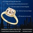 thumbnail image 2 of Gem Stone King 10K Yellow Gold Peach Morganite Engagement Ring for Women (1.88 Cttw, Cushion 8MM, Available in Size 5, 6, 7, 8, 9), 2 of 6