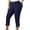 Navy, variant on Women's High Waisted 7/8 Length Workout Leggings with Lace Comfortable Stretchy Athletic Capris for Yoga Running and Daily Wear