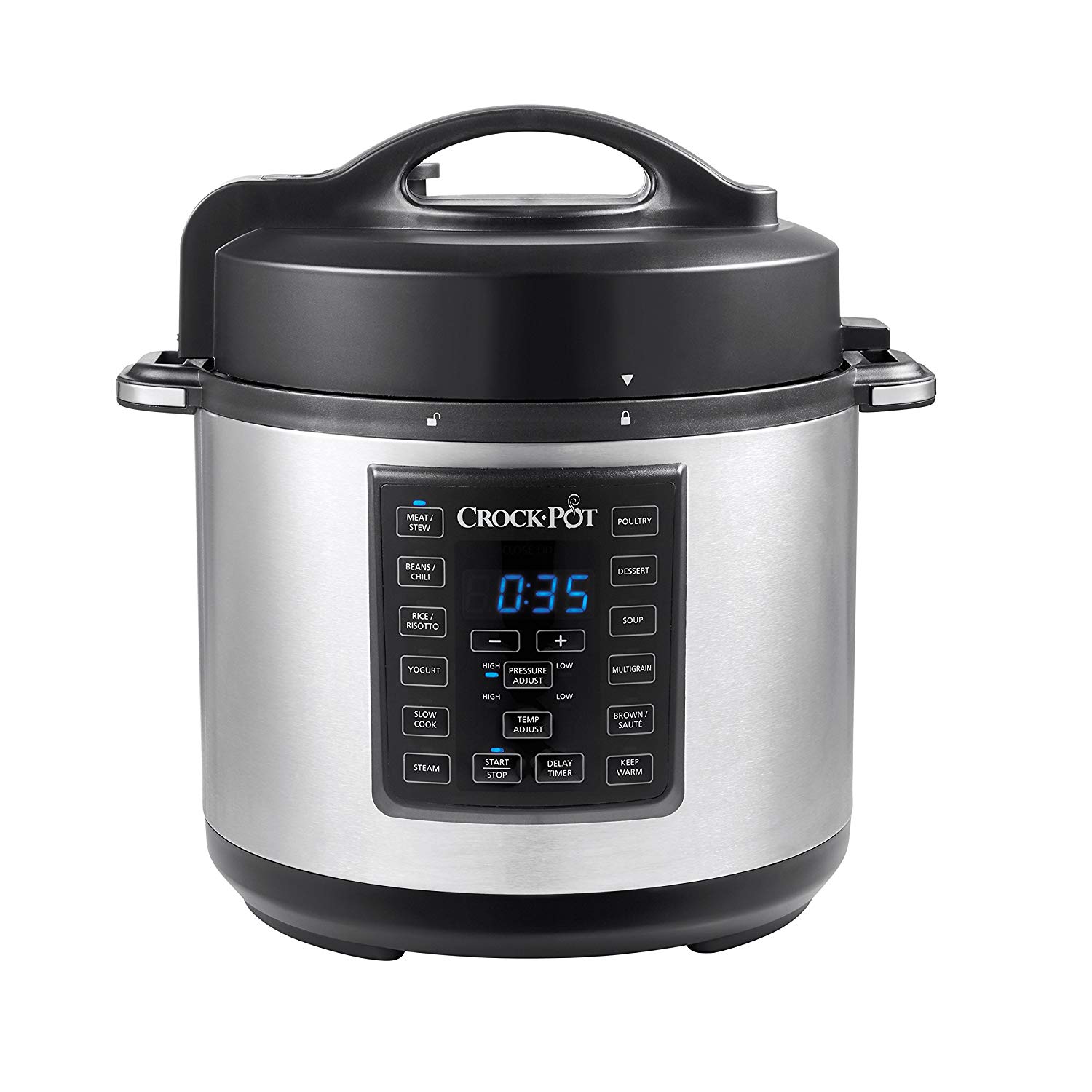 Crock-Pot 6 Qt 8-in-1 Multi-Use Express Crock Programmable Slow Cooker, Pressure Cooker, Saute, and Steamer, Stainless Steel