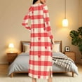 thumbnail image 5 of Women Zipper Robe Xmas Plaid Housecoat Long Sleeves Pajama Dress Full Length Pajama Pockets Sleepwear Comfortable Nightgown Long Bathrobe for Spa, 5 of 9