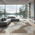 thumbnail image 2 of ODIKA 8'x10' Washable Area Rug Brushstroke With Minimalist Interlocking Shapes Abstract Modern Refined for Dining Room, Large Office, Lounge, Non-Slip Chair-Friendly Mat, 2 of 7
