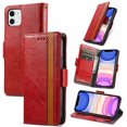 thumbnail image 1 of Étui pour iPhone 12/12 Pro en Cuir Portefeuille Folio Design Livre à Rabat Fermeture Magnétique - Rouge, 1 of 5